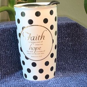Traveling Coffee Cup with Hebrews 11:1 Verse